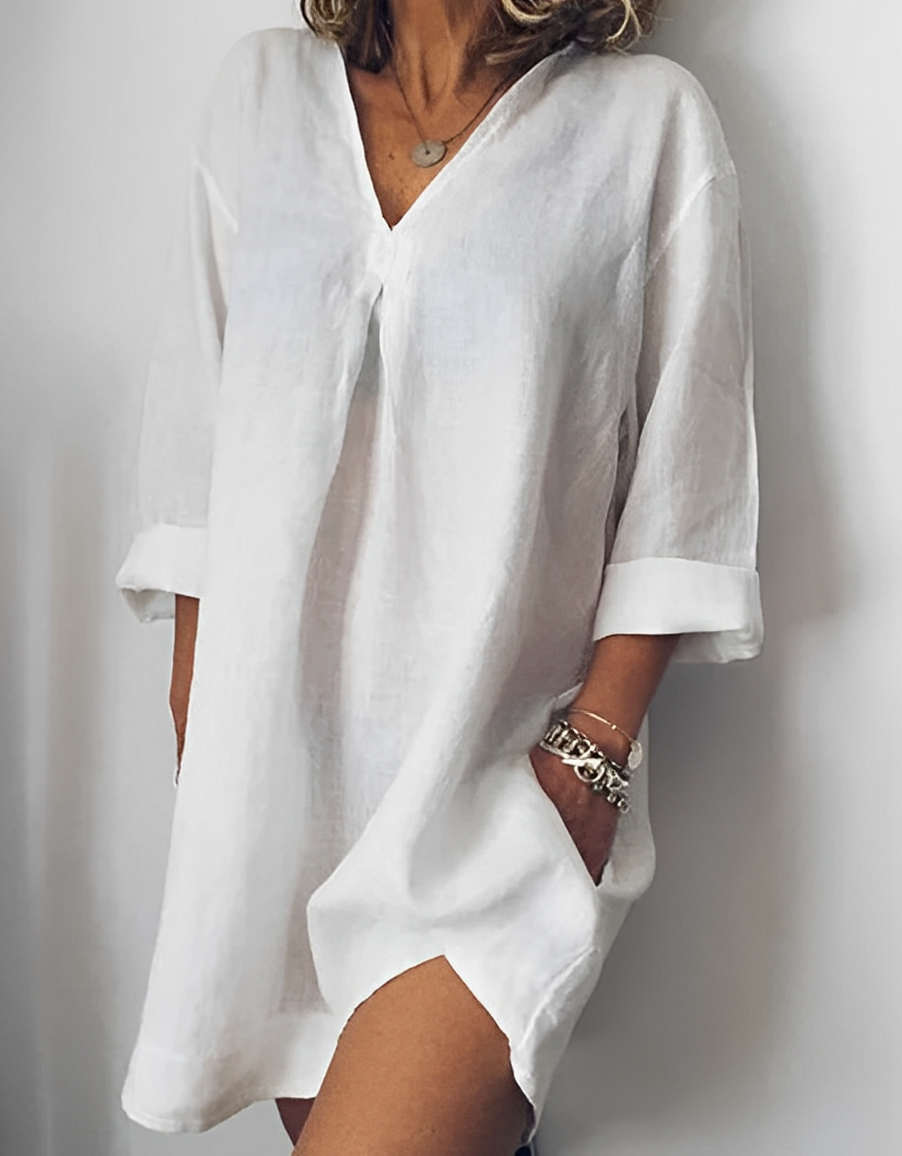 Bethanie - Einfaches Damen-Langarmshirt mit V-Ausschnitt