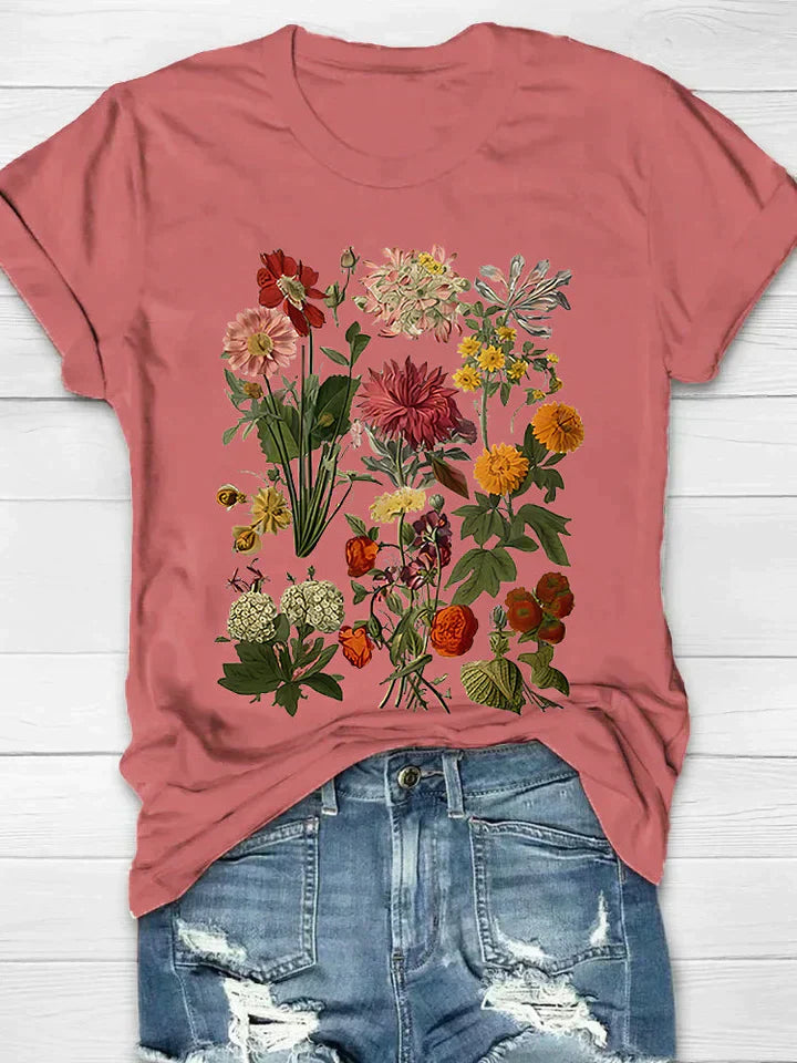 Liv - Damen T-Shirt mit Retro-Blumenmuster