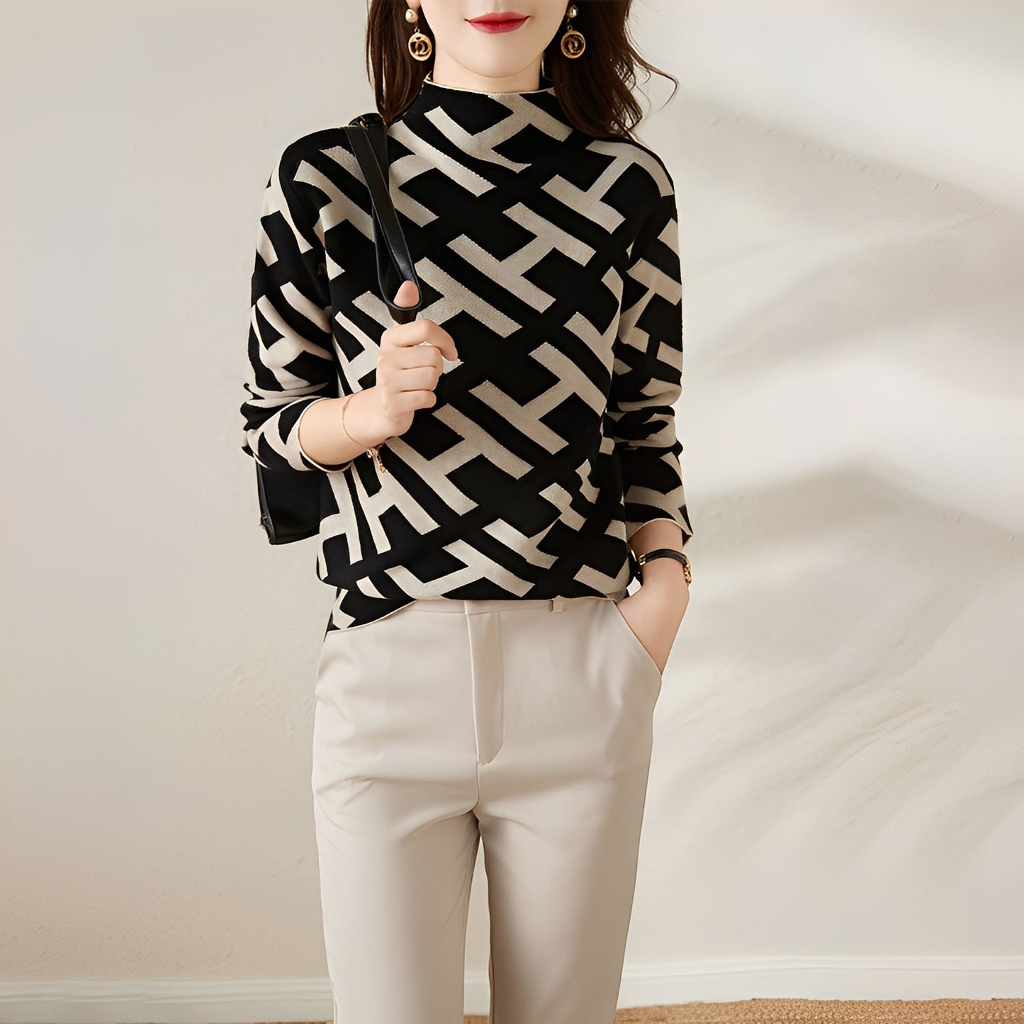 Eleanor - Elegantes langärmliges Damen-Stricktop im Design