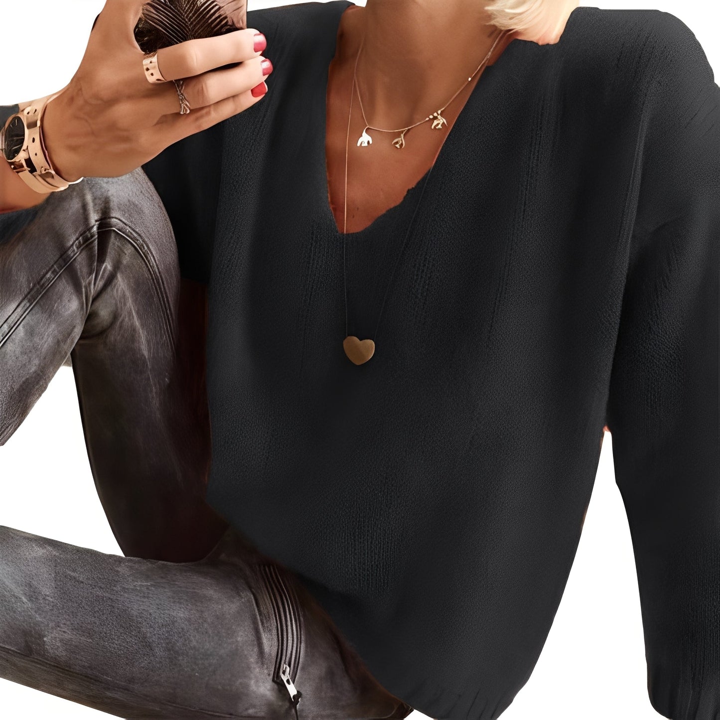 Dorris - Bequemer, schlichter Pullover mit langen Ärmeln für Frauen