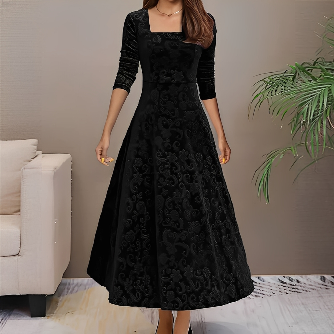 Malvina - Elegantes Damenkleid mit eckigem Ausschnitt