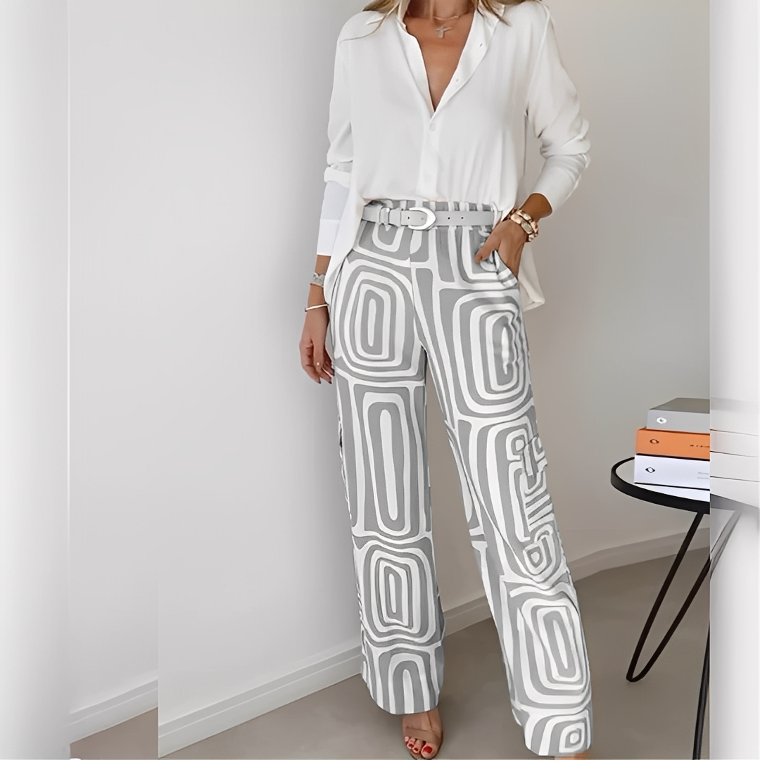 Ginette - Set elegant pentru femei format din cămașă și pantaloni