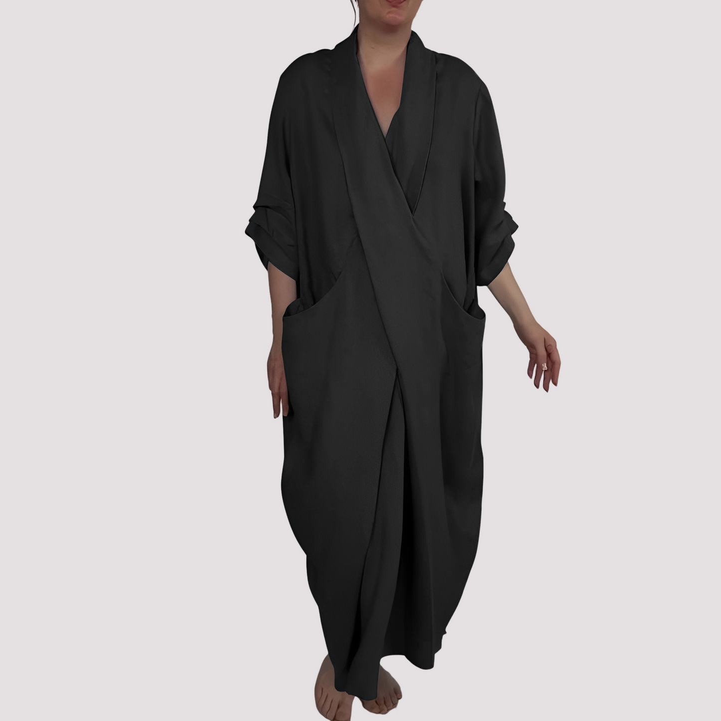 Alicia - Langes, lässiges Damenkleid mit Tasche