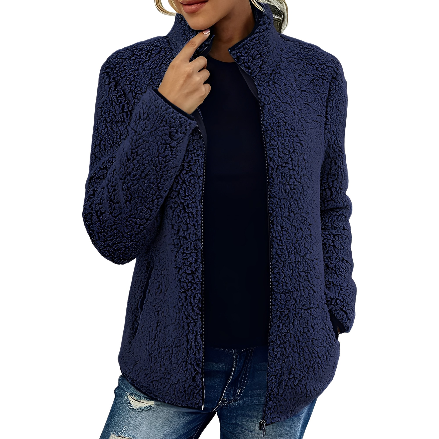 Alethea - Damen Fleece-Samtmantel im schicken Stil