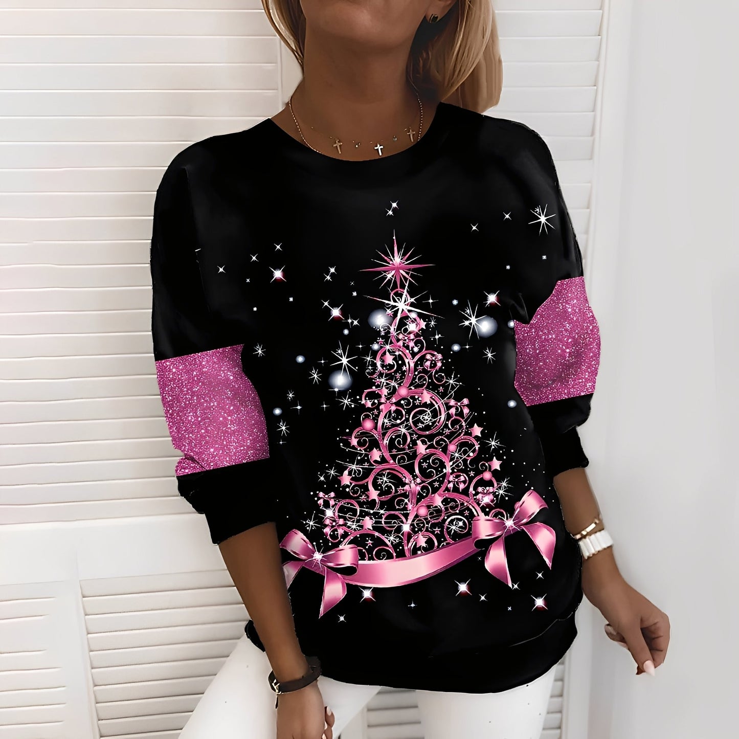 Elizabeth - Festlicher Damenpullover mit Tannenbaum-Muster