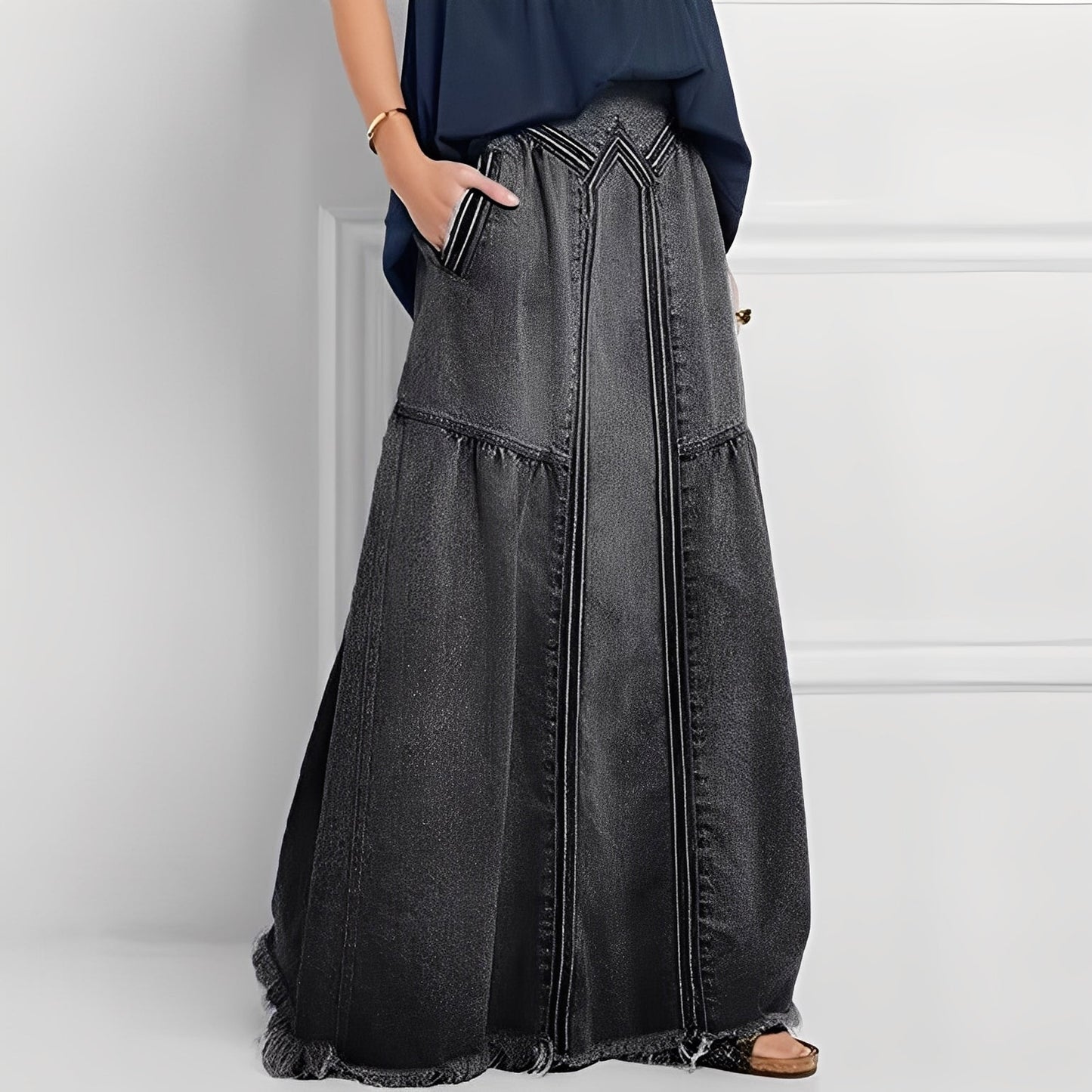 Jordyn - Bequemer, dehnbarer Damen-Jeansrock mit Taschen