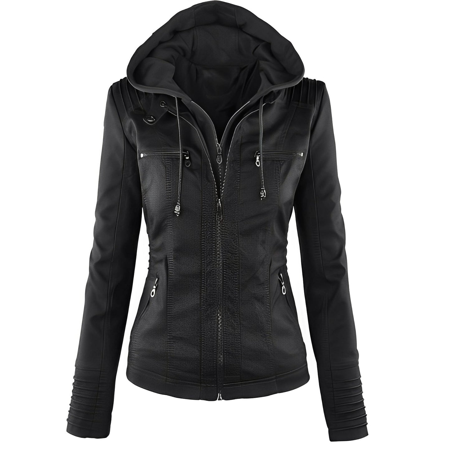 Janene - Bequeme, wasserabweisende Lederjacke mit Kapuze für Damen