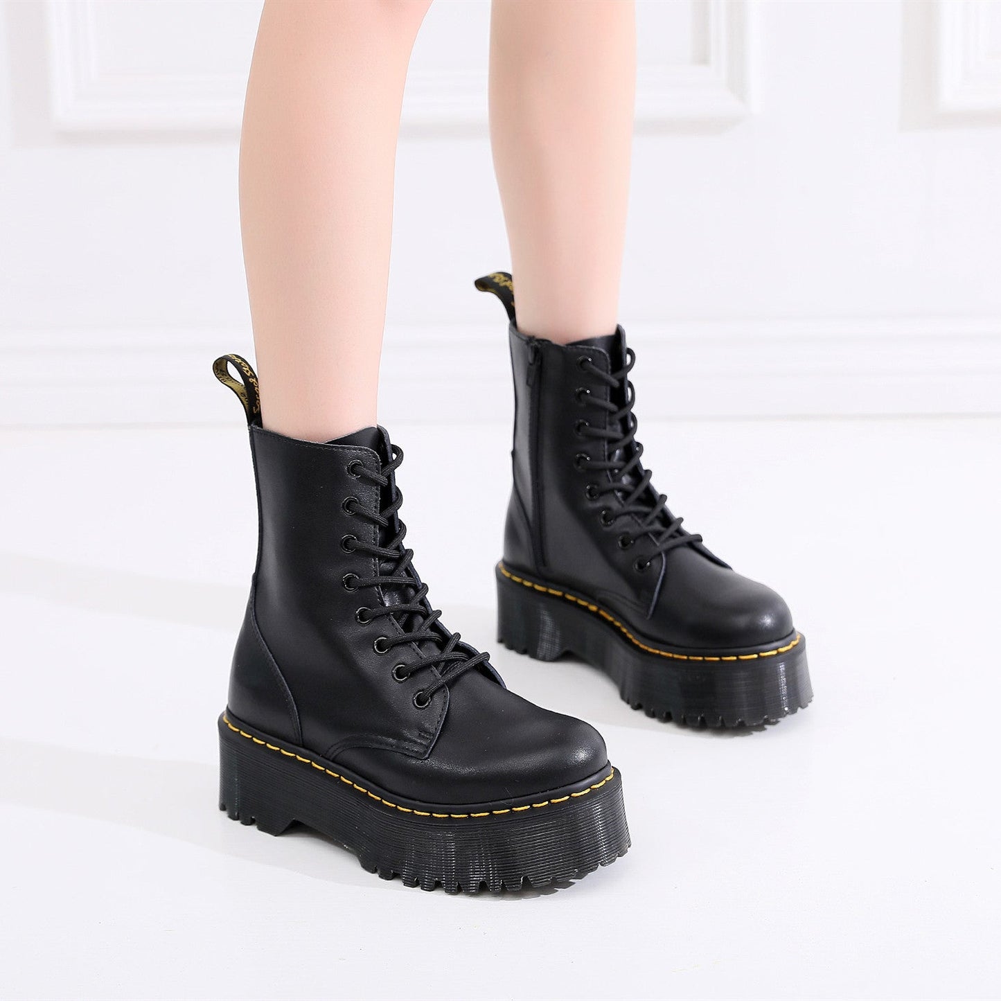 Miriam - Modische Lederstiefel mit dicker Sohle für Damen