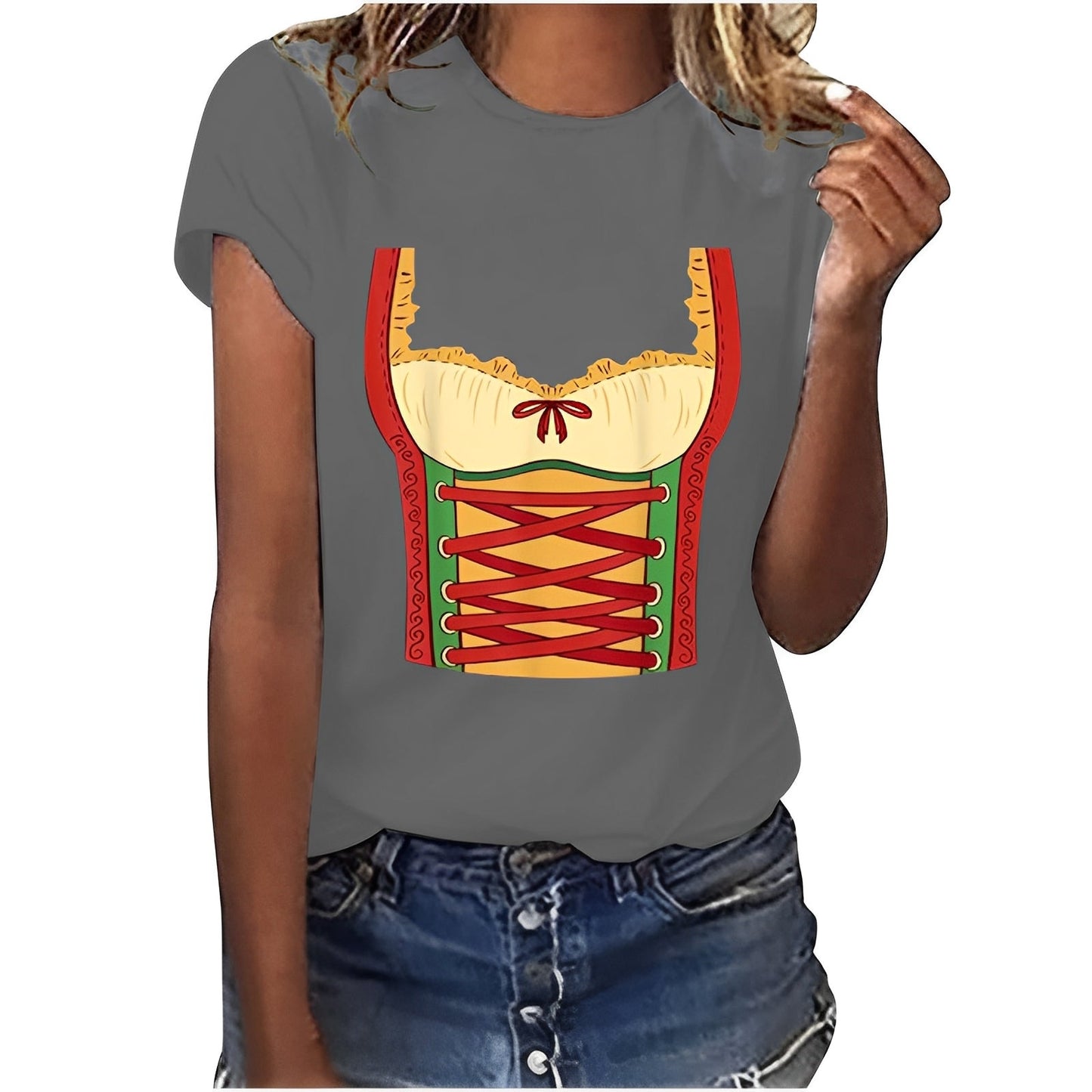 Hazel - Lockeres Oktoberfest-Shirt mit Druck für Damen