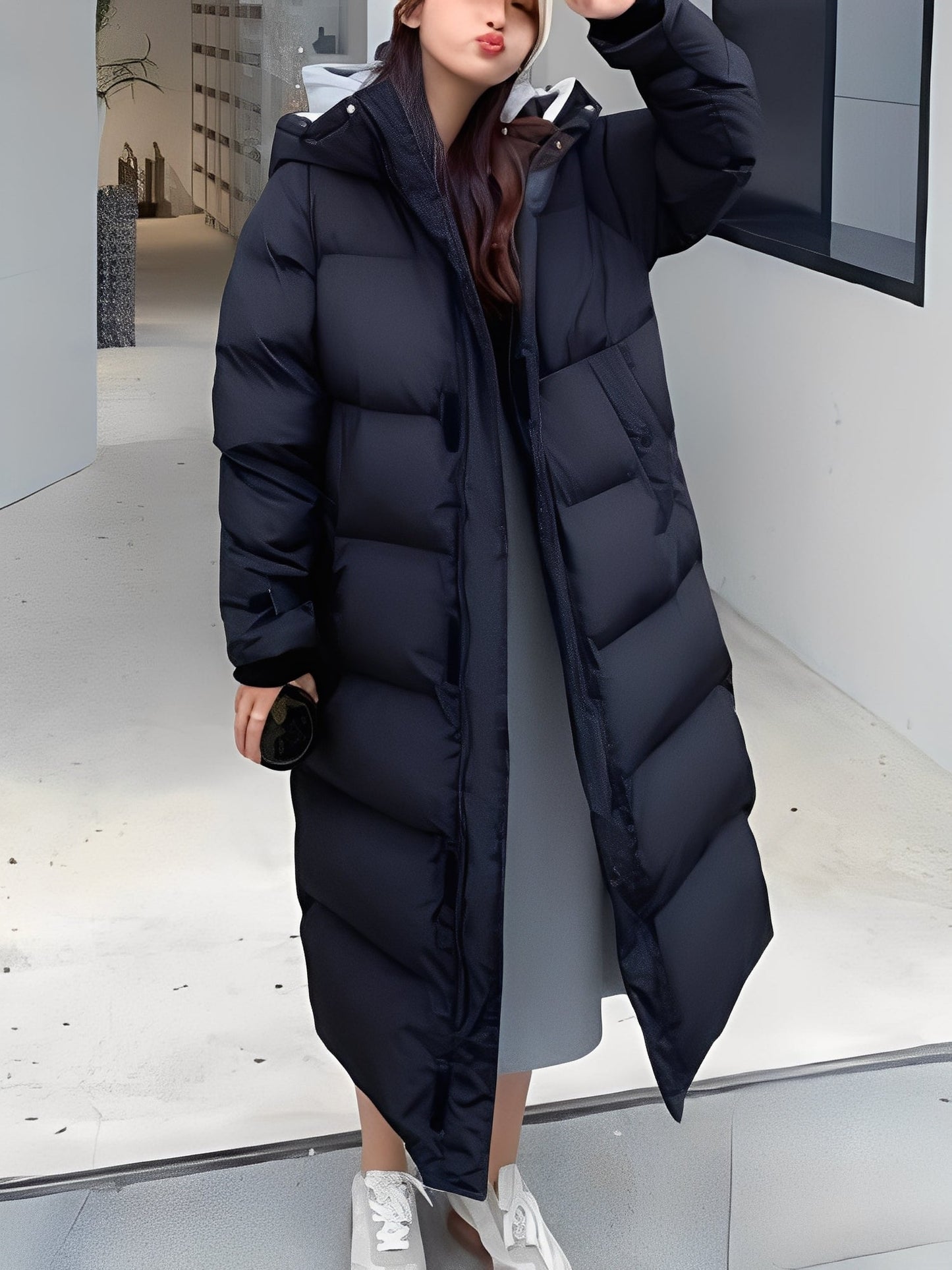 Hazel - Veste à capuche longue élégante pour femme