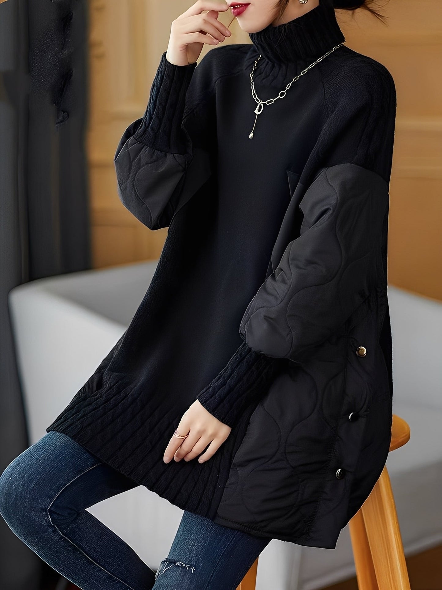 Vonda - Gemütlicher Damenpullover mit hohem Rollkragen