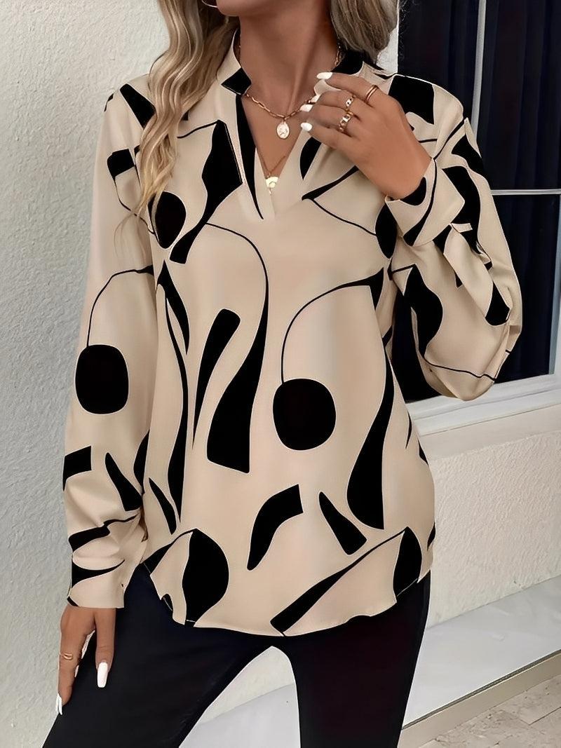 Melville - Elegante Damenbluse mit Muster und langen Ärmeln