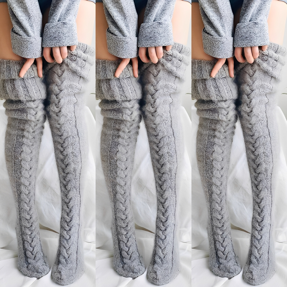 Hailee - Flauschige, gestrickte Overknee-Socken für Damen