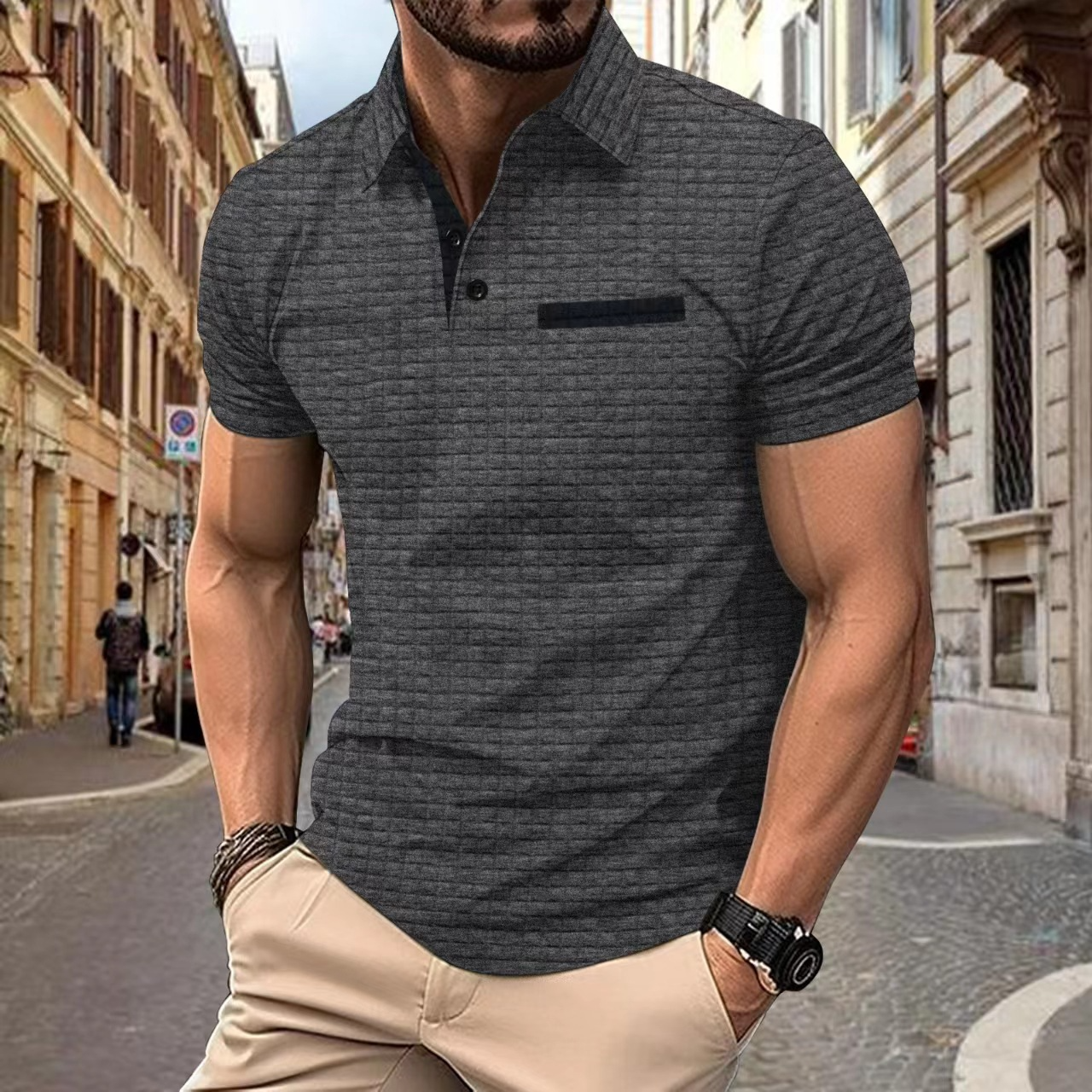 Kohen - Sommer-Poloshirt mit Knopf für Männer