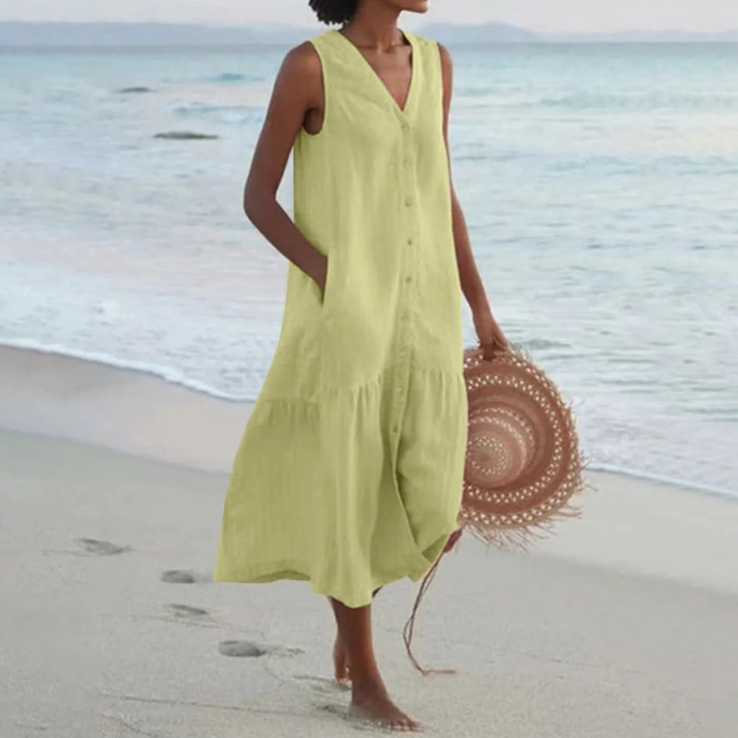 Brianna – Lockeres Sommerkleid mit V-Ausschnitt für Damen