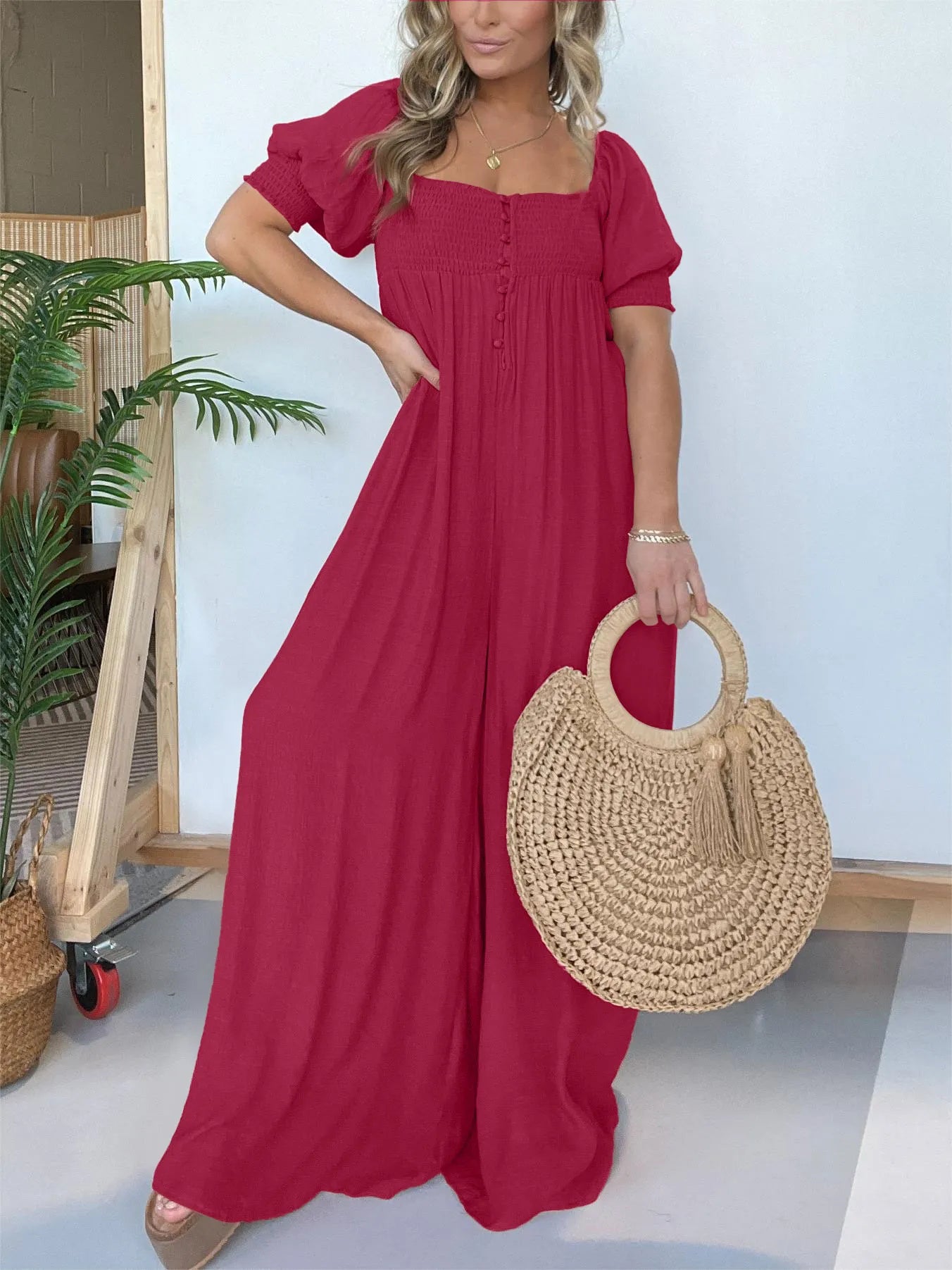 Jasmin - Weiblicher Jumpsuit mit Knöpfen für Damen