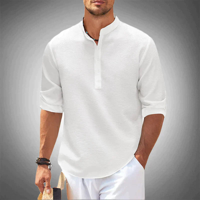 Michael - Herren Freizeit Henley Shirt Leicht & Luftdurchlässig