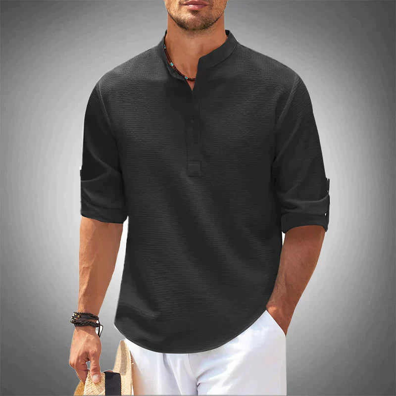 Michael - Herren Freizeit Henley Shirt Leicht & Luftdurchlässig