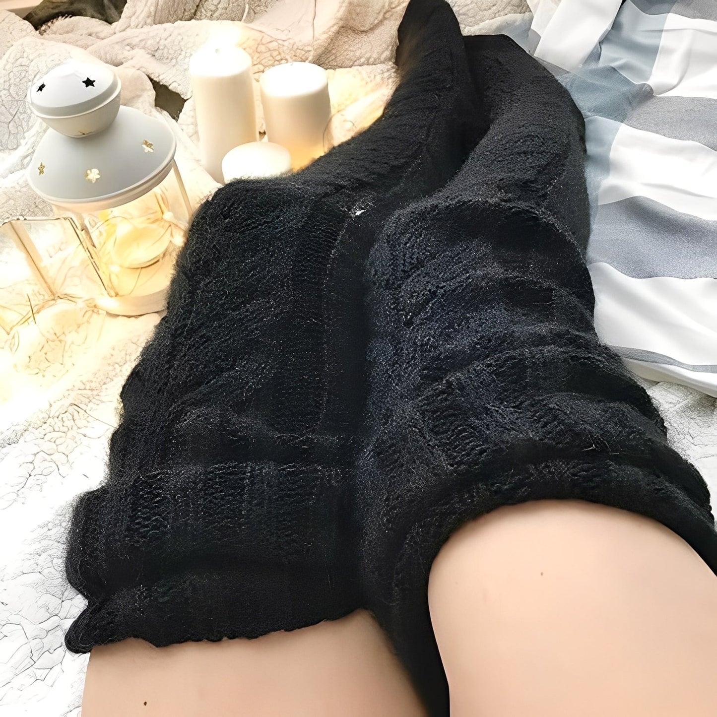 Hailee - Flauschige, gestrickte Overknee-Socken für Damen