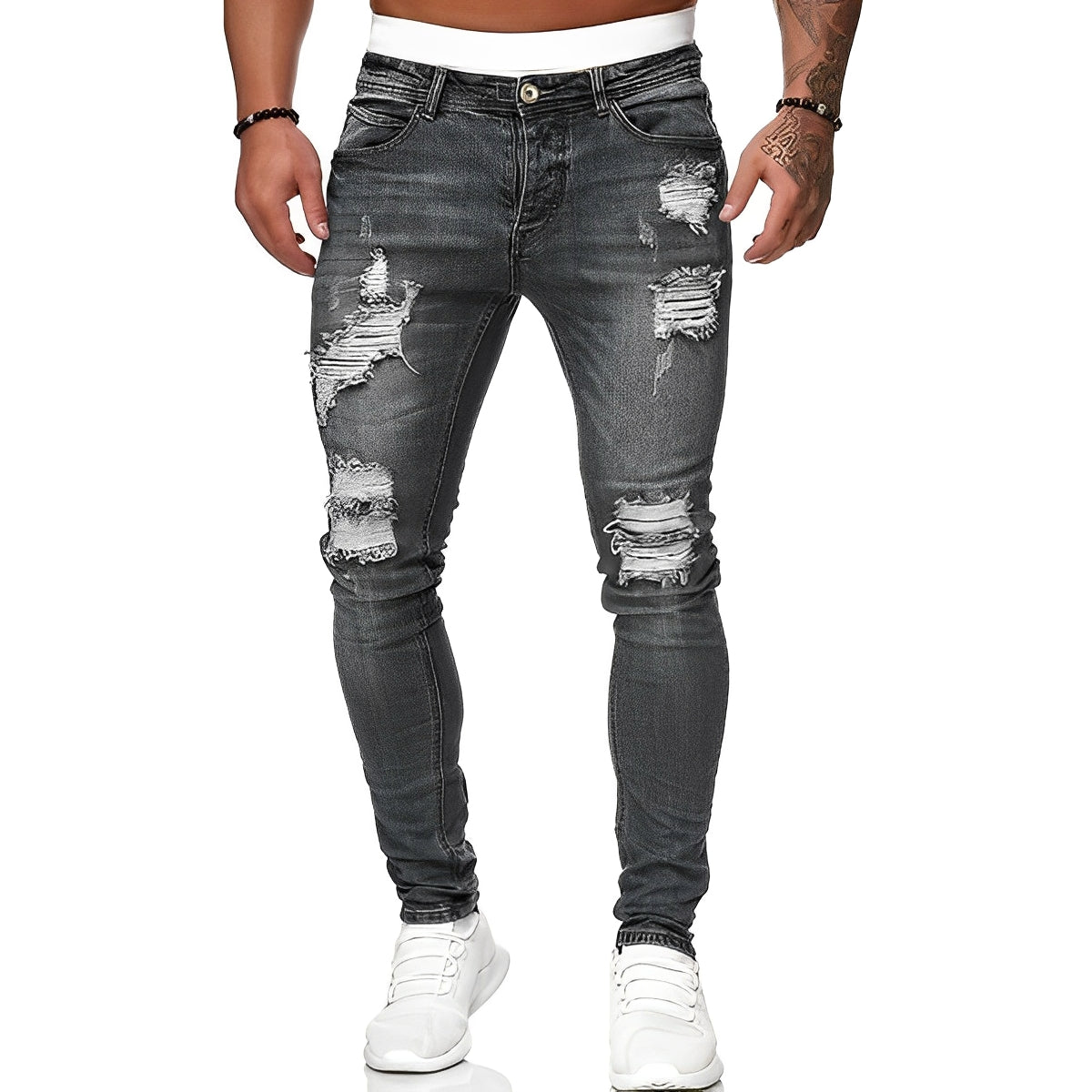 Claud - Herren-Slim-Fit-Jeans mit Löchern