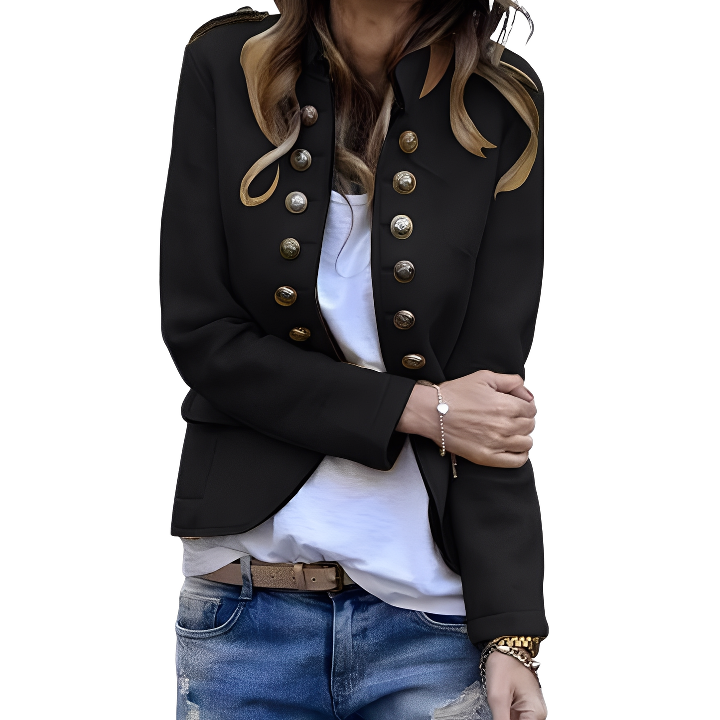Rhoda - Fashionable blazer with stand-up collar for women