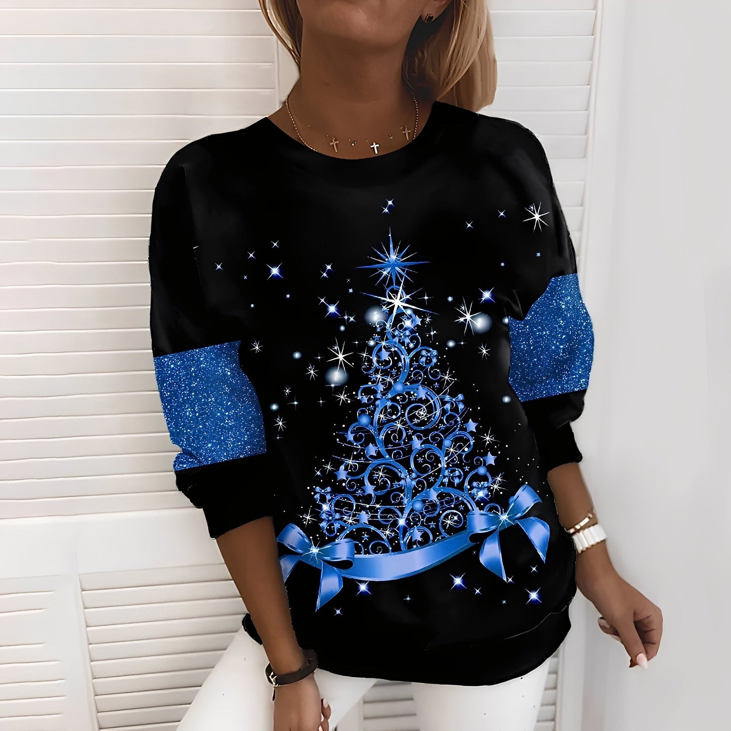 Elizabeth - Festlicher Damenpullover mit Tannenbaum-Muster
