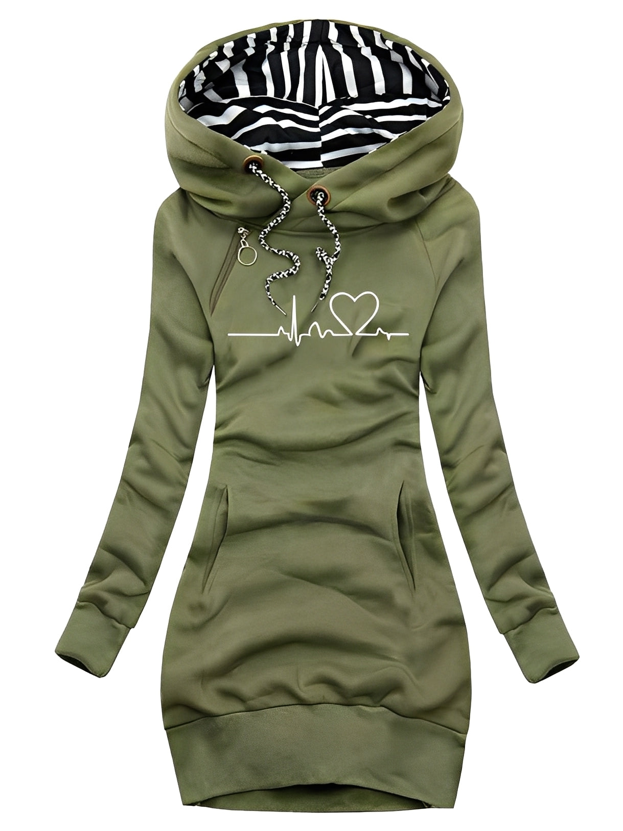 Roxanne - Weites Damen-Strickkleid mit Muster und Kapuze
