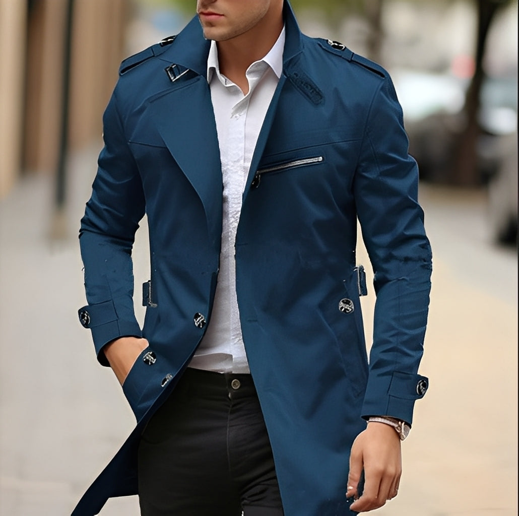 Ansel - Eleganter Herren-Trenchcoat mit Kragen