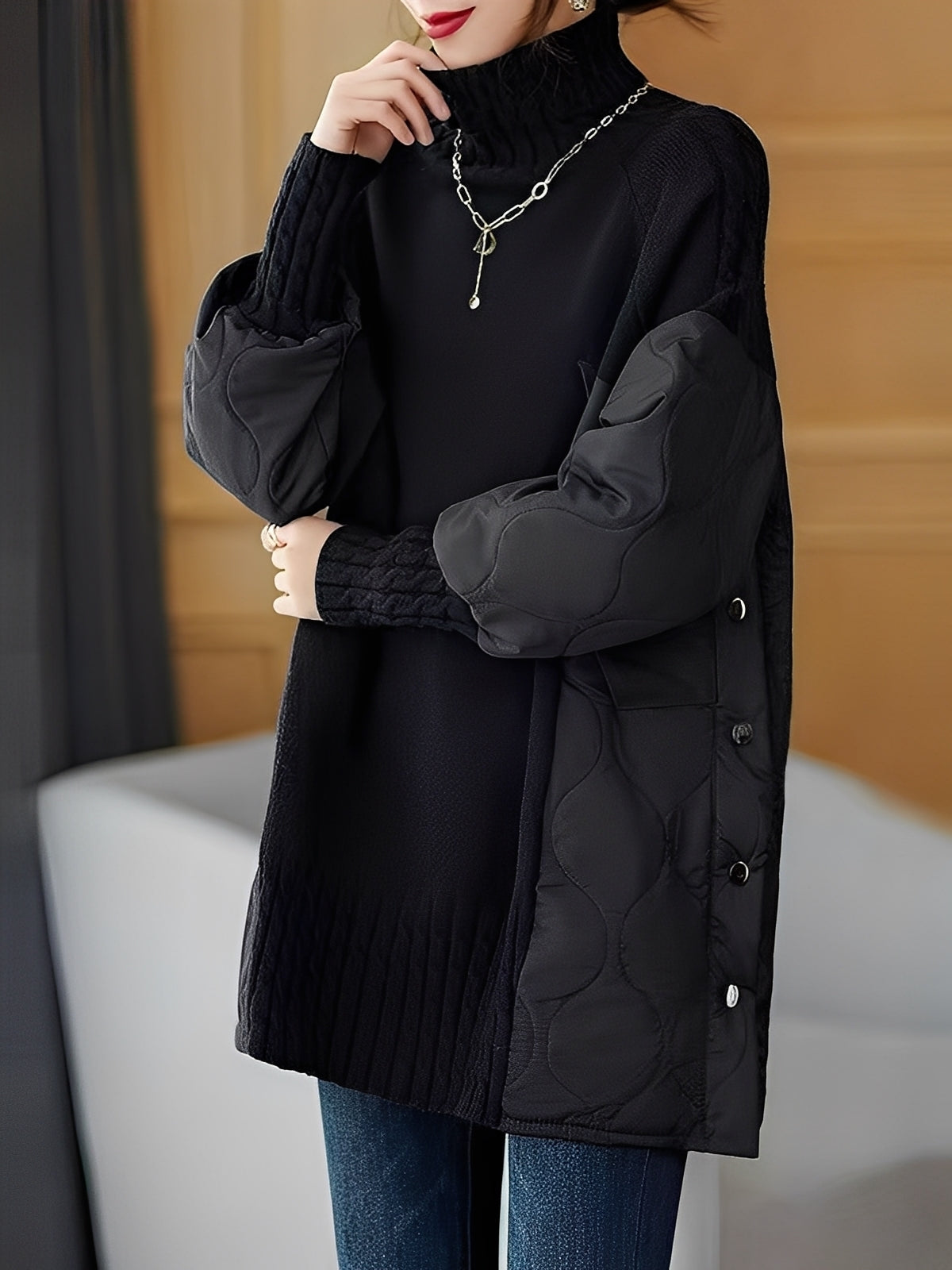 Vonda - Gemütlicher Damenpullover mit hohem Rollkragen