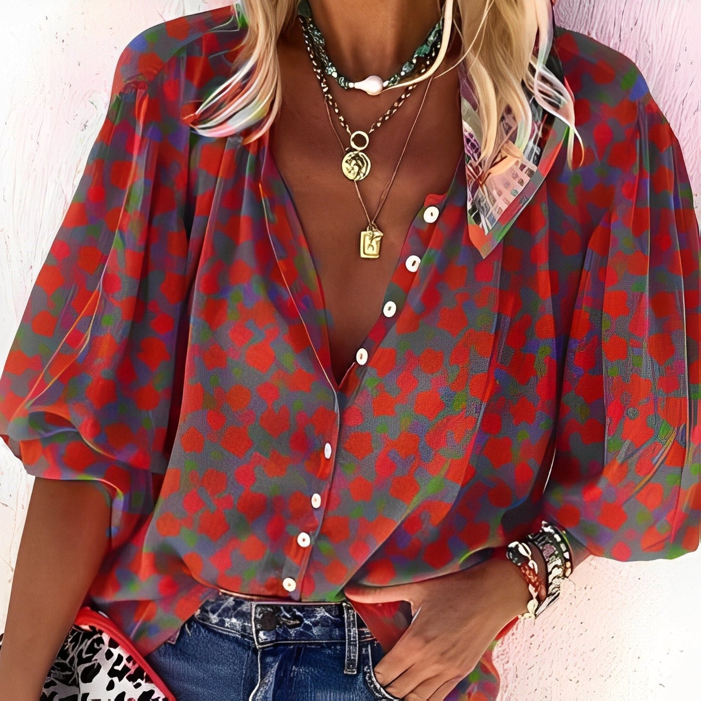 Tiffany - Damenbluse mit bequemem Blumendesign