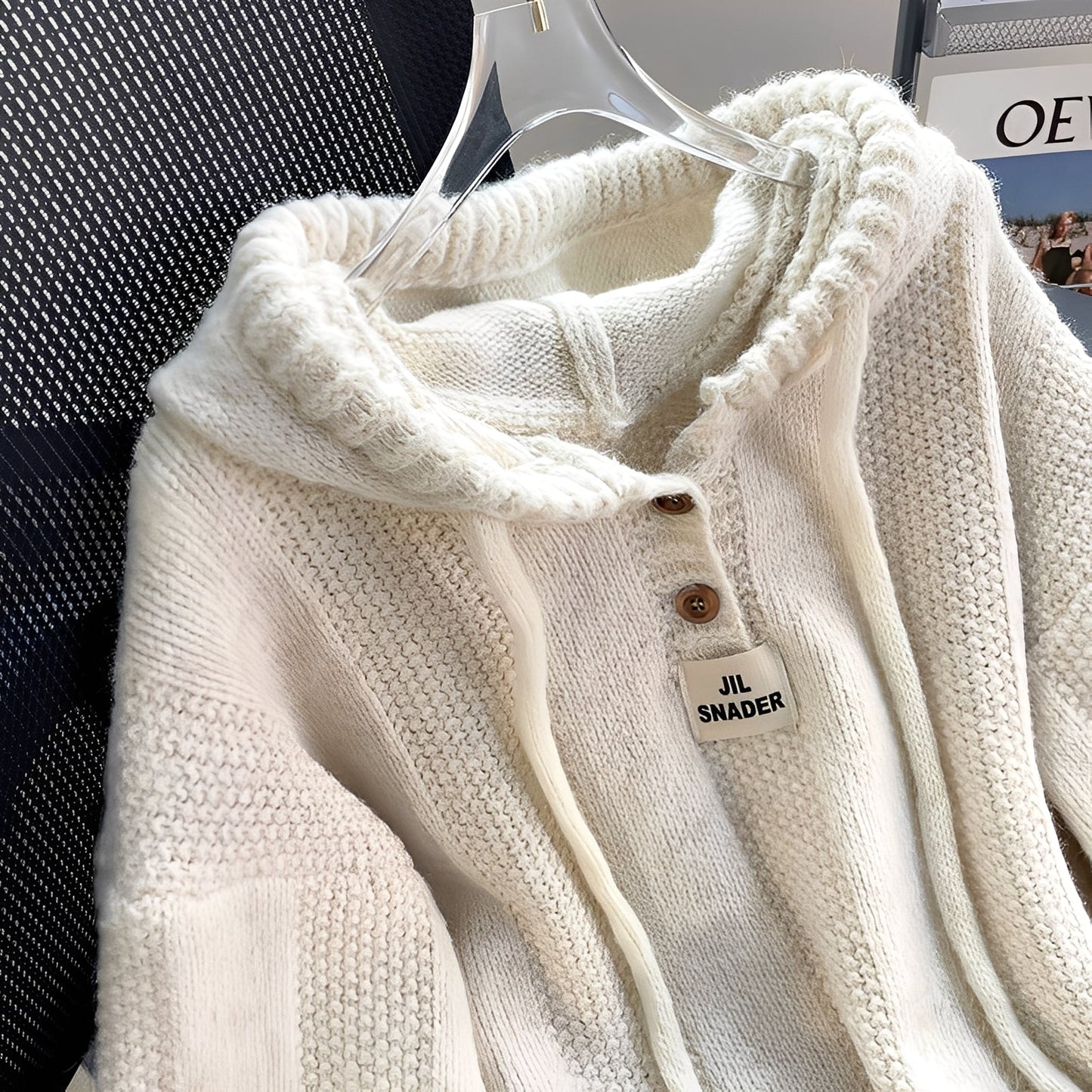 Haylee - Gemütlicher Strick-Hoodie mit Knöpfen für Damen
