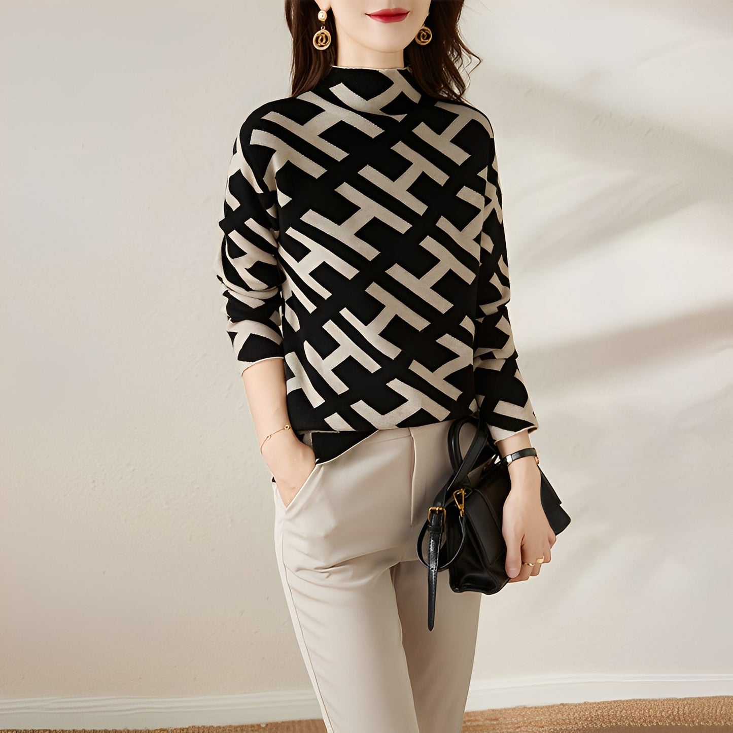 Eleanor - Elegantes langärmliges Damen-Stricktop im Design