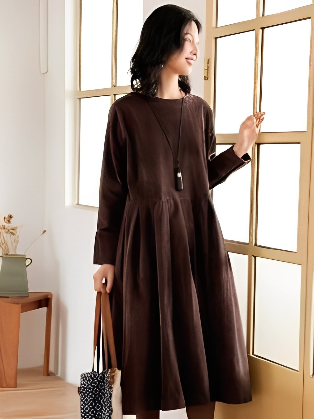 Shyanne - Bequemes, weit geschnittenes Cordkleid mit Taschen für Damen