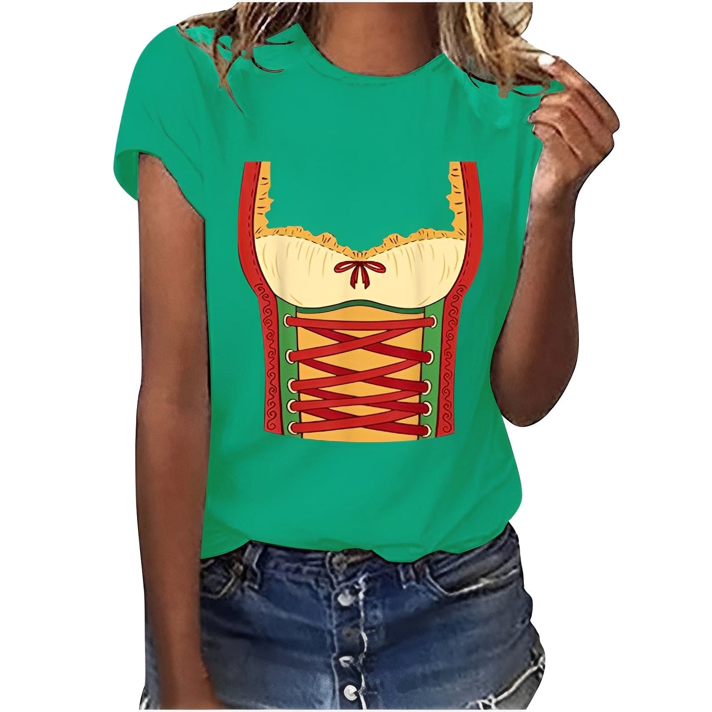 Hazel - Lockeres Oktoberfest-Shirt mit Druck für Damen