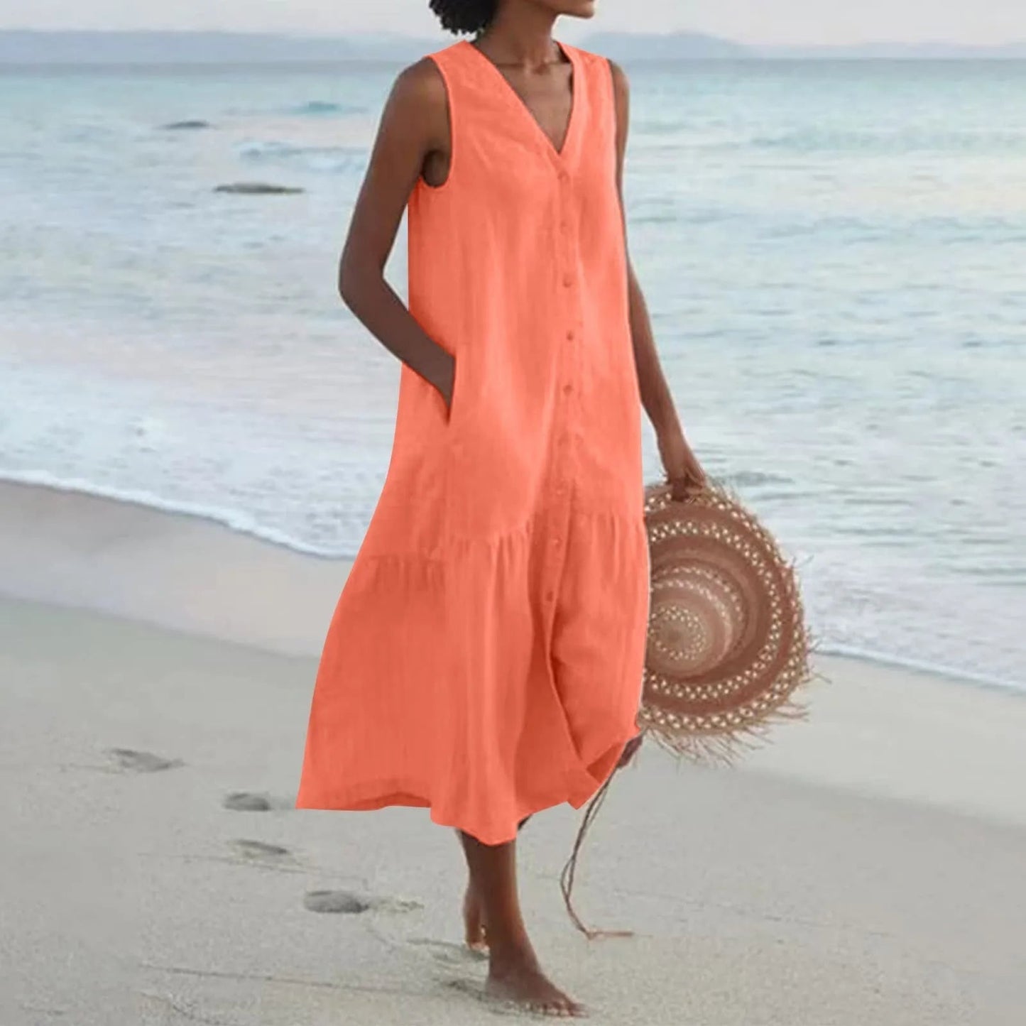 Brianna – Lockeres Sommerkleid mit V-Ausschnitt für Damen