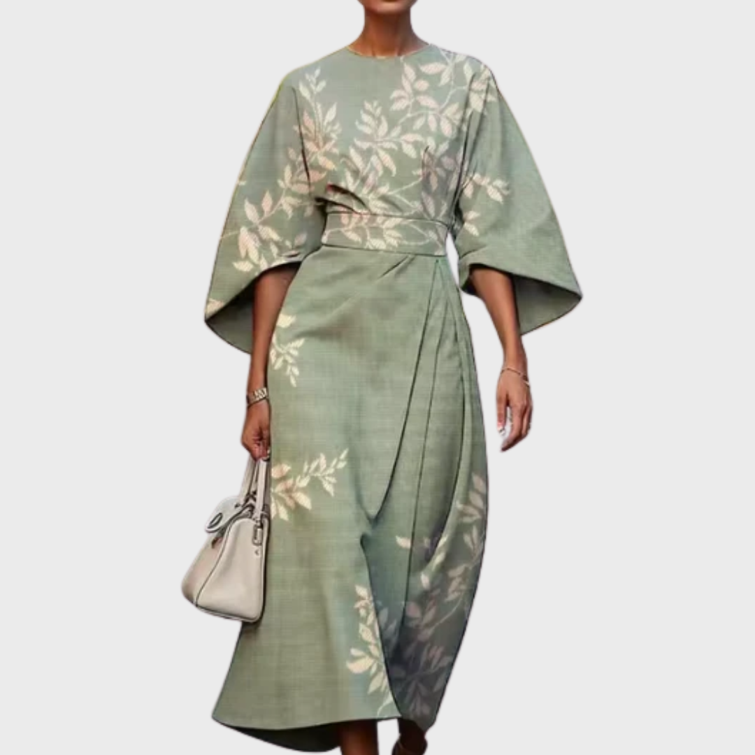Reina - Midi-Robe mit Blumenmuster und betonter Taille