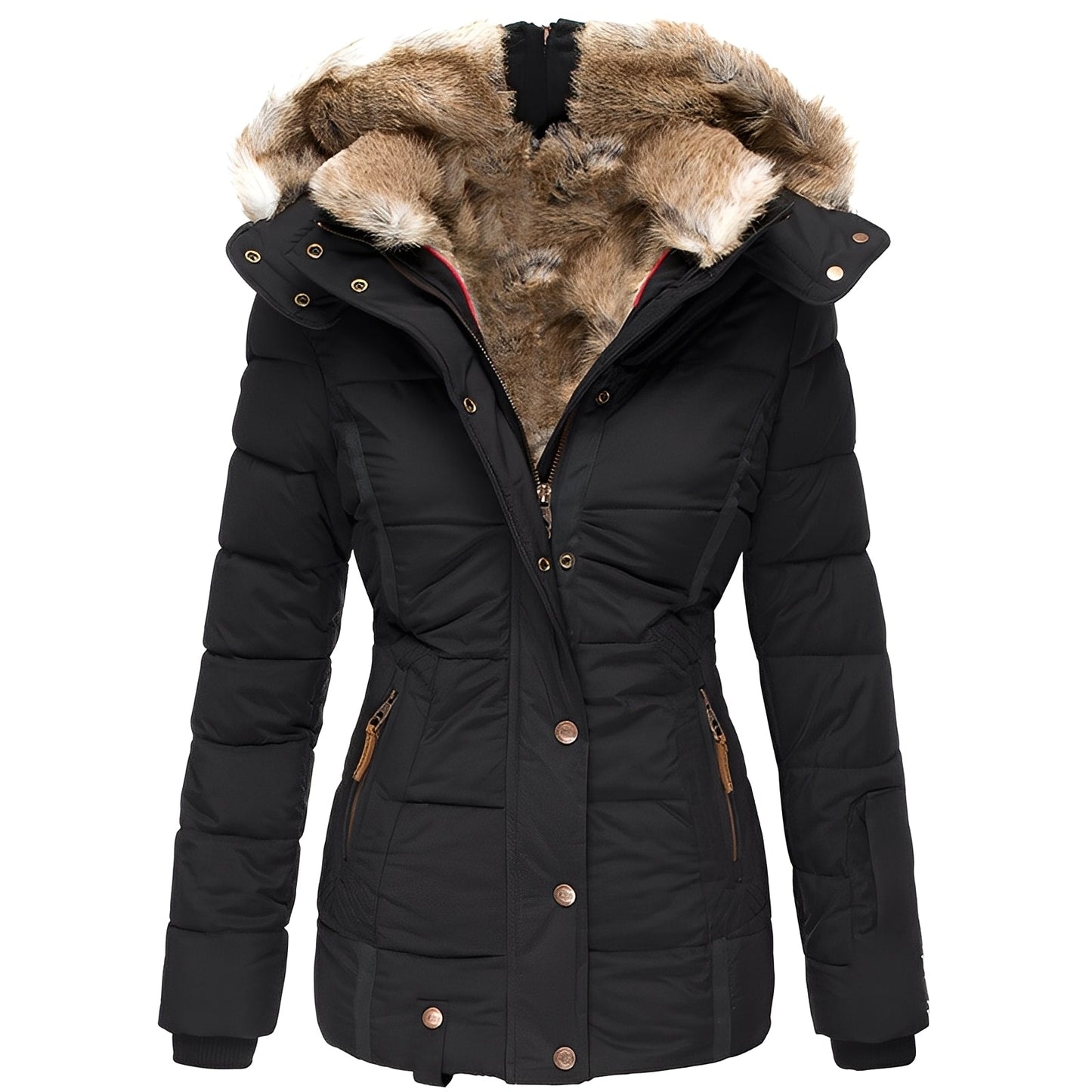Odelia - Elegante, figurbetonte Jacke mit Pelzkragen für Damen