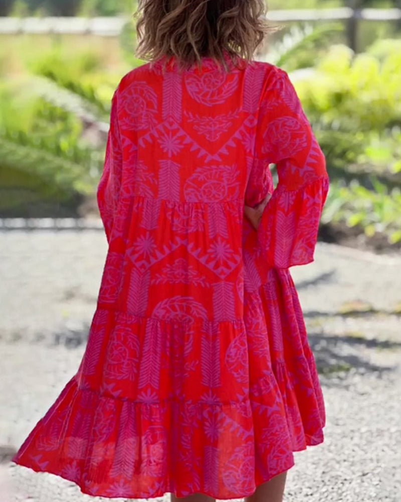 Mia – Kleid mit grafischem Boho-Muster