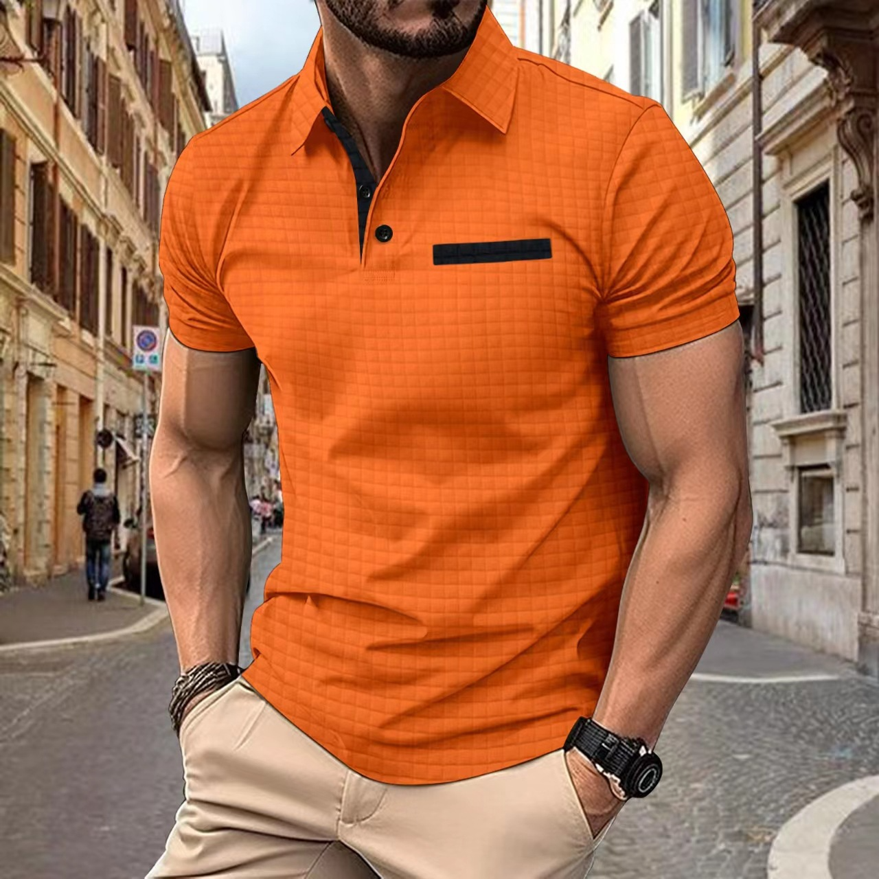 Kohen - Sommer-Poloshirt mit Knopf für Männer