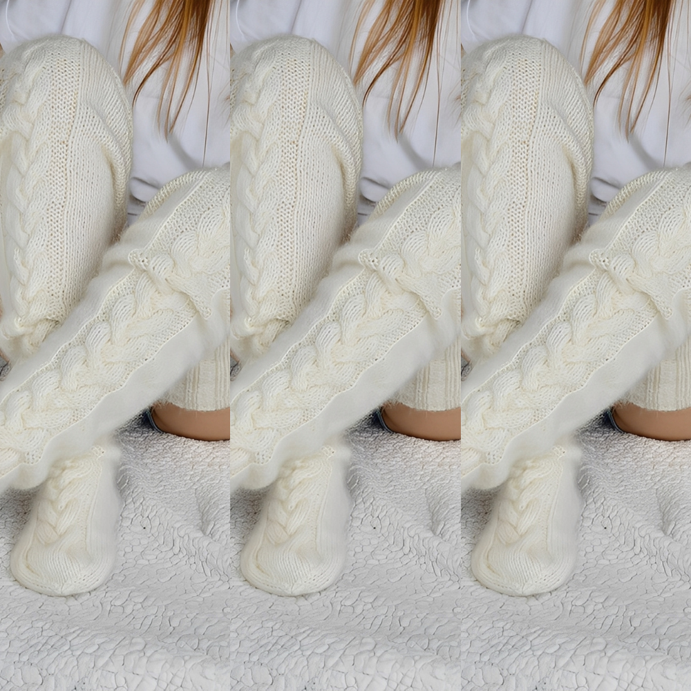 Hailee - Flauschige, gestrickte Overknee-Socken für Damen