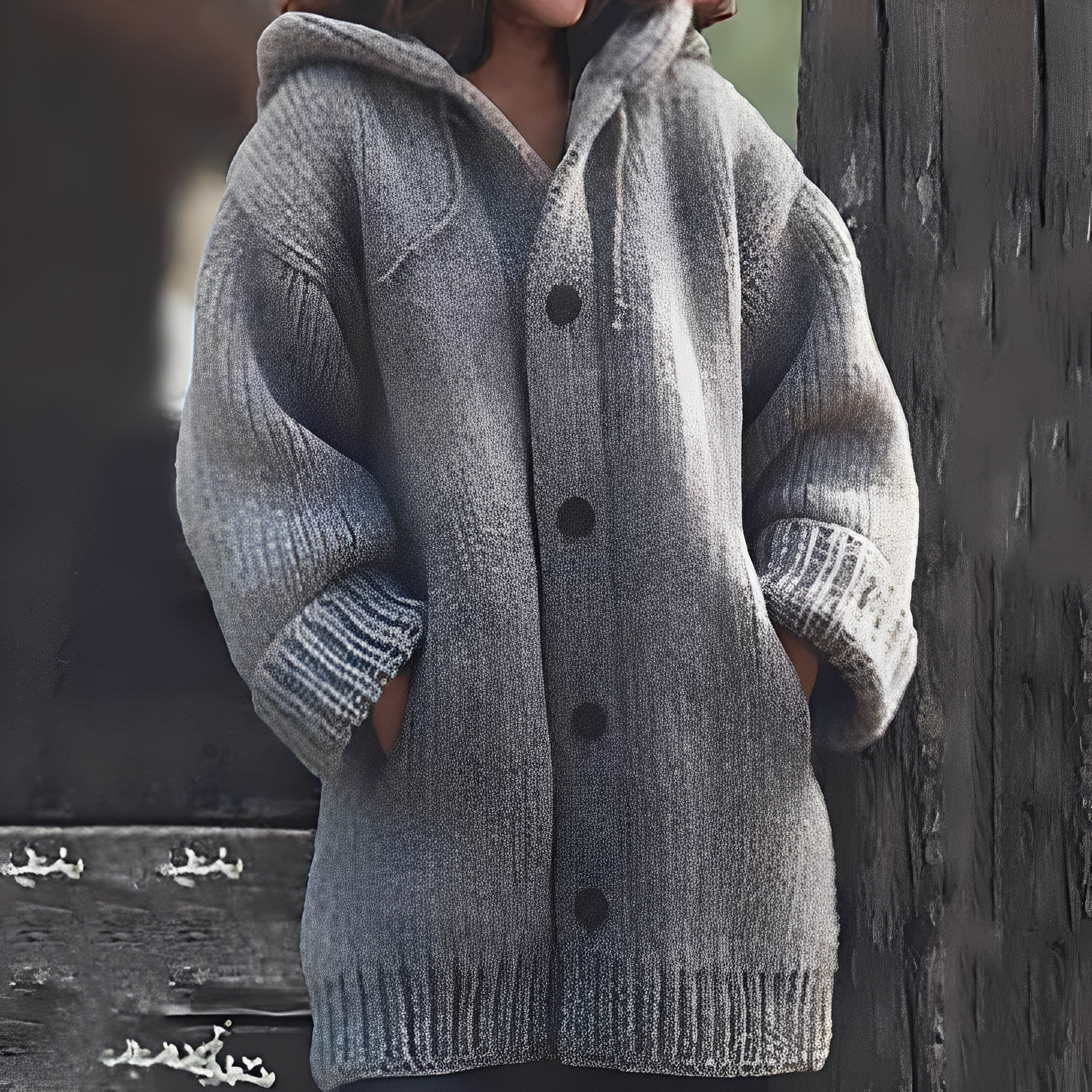 Jaqueline - Gemütliche Damen-Strickjacke mit Kapuze