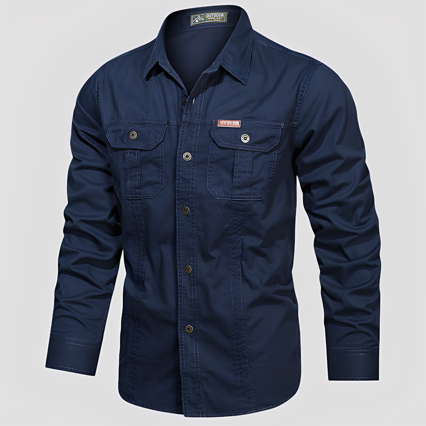 Ranulph - Bequemes Herren-Cargo-Shirt mit langen Ärmeln