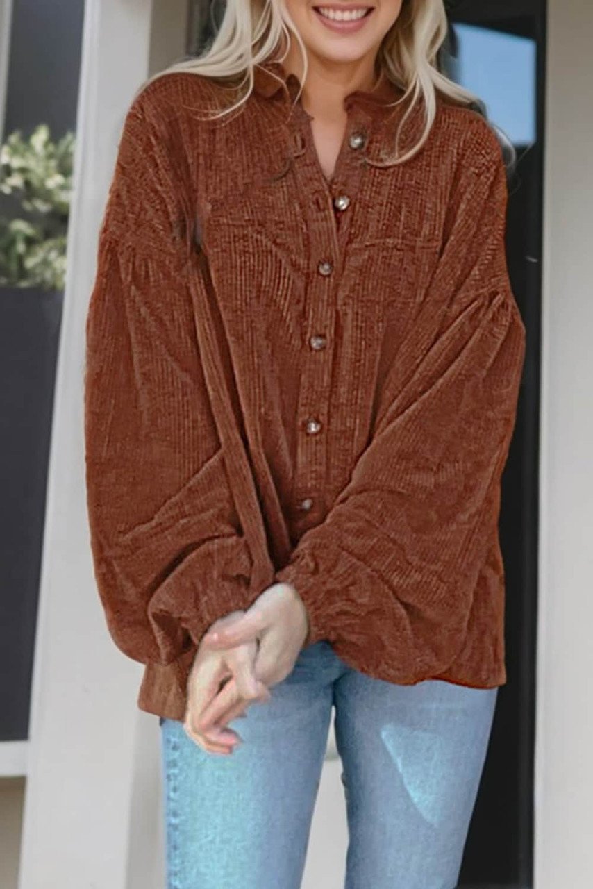 Mai - Cordbluse mit Puffärmeln Damenmode