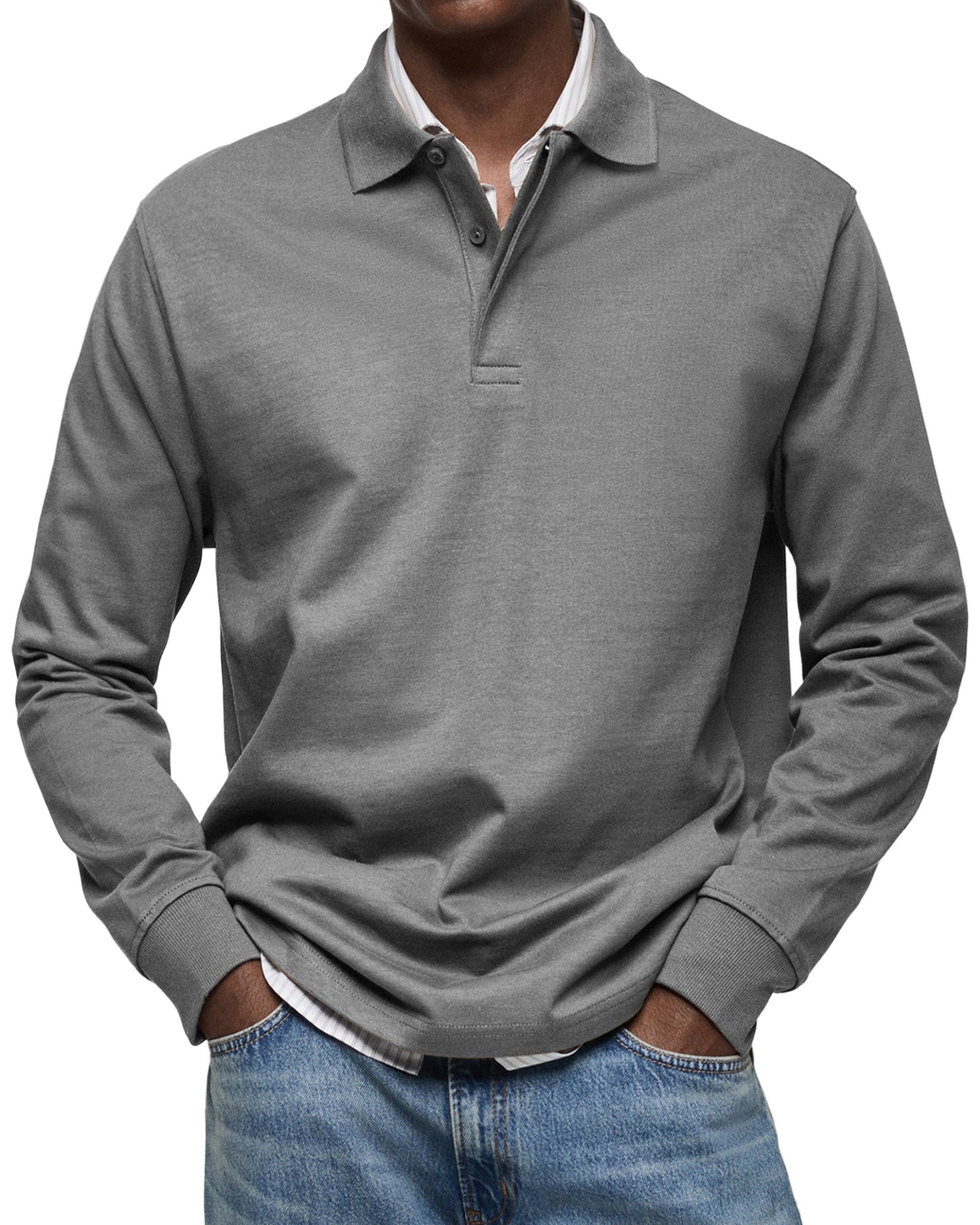 Dewey - Einfaches Herren-Langarm-Poloshirt