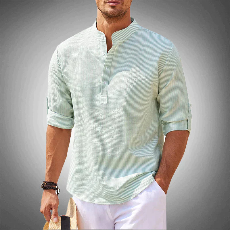 Michael - Herren Freizeit Henley Shirt Leicht & Luftdurchlässig