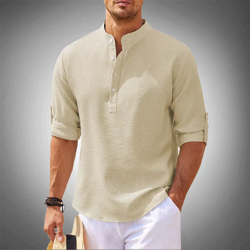 Michael - Herren Freizeit Henley Shirt Leicht & Luftdurchlässig