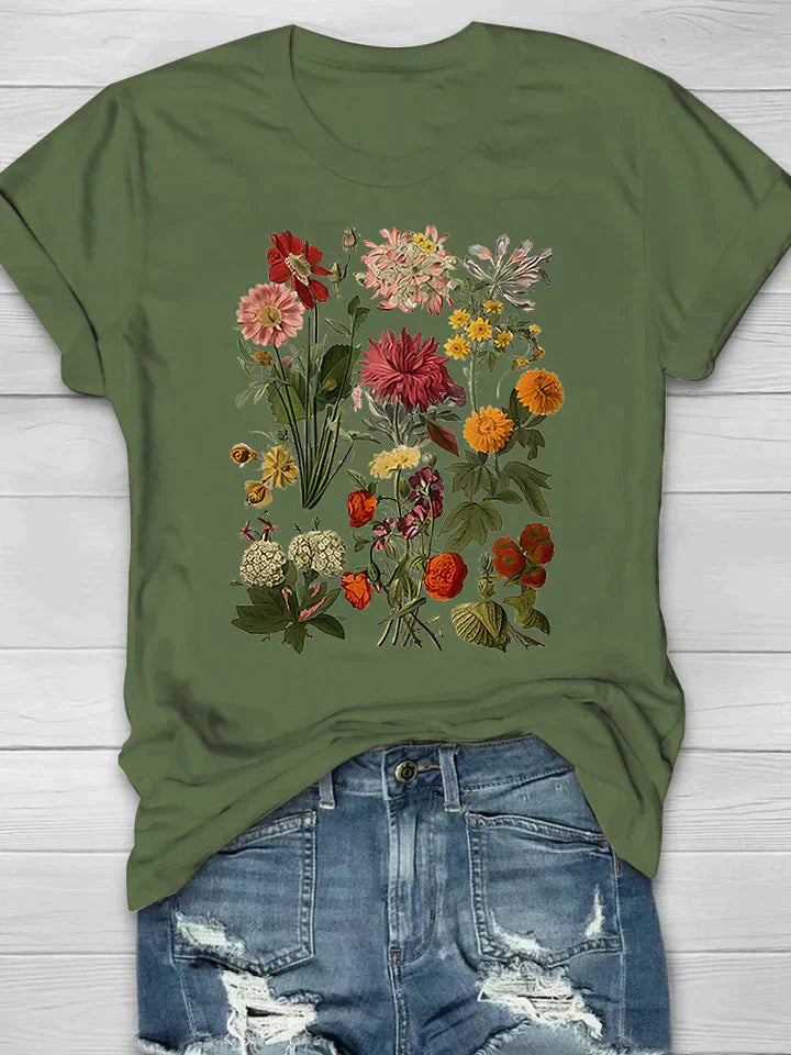 Liv - Damen T-Shirt mit Retro-Blumenmuster