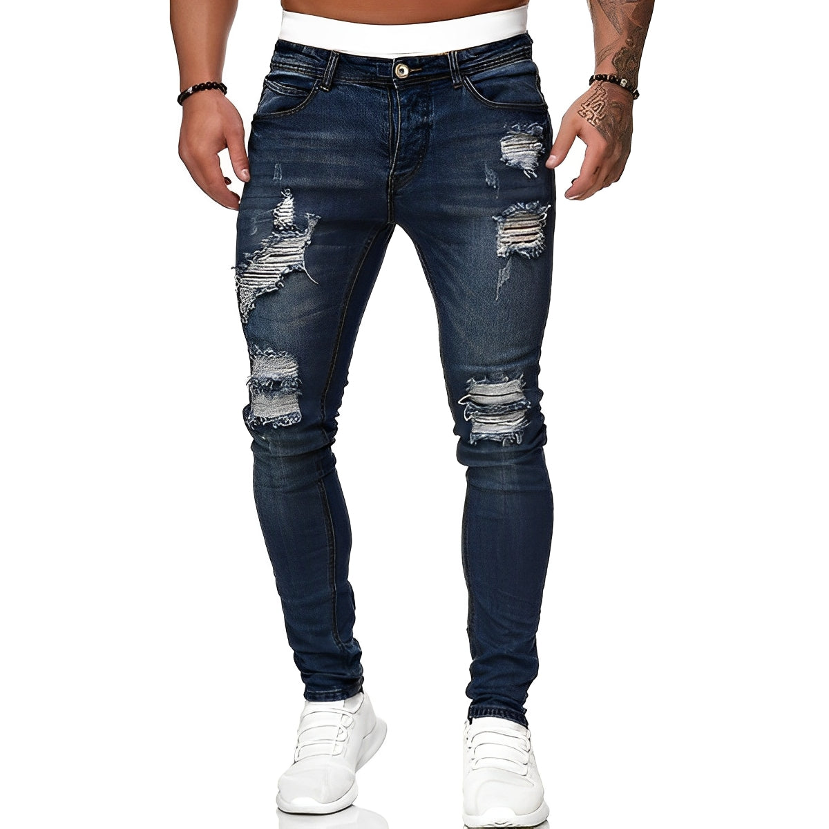 Claud - Herren-Slim-Fit-Jeans mit Löchern
