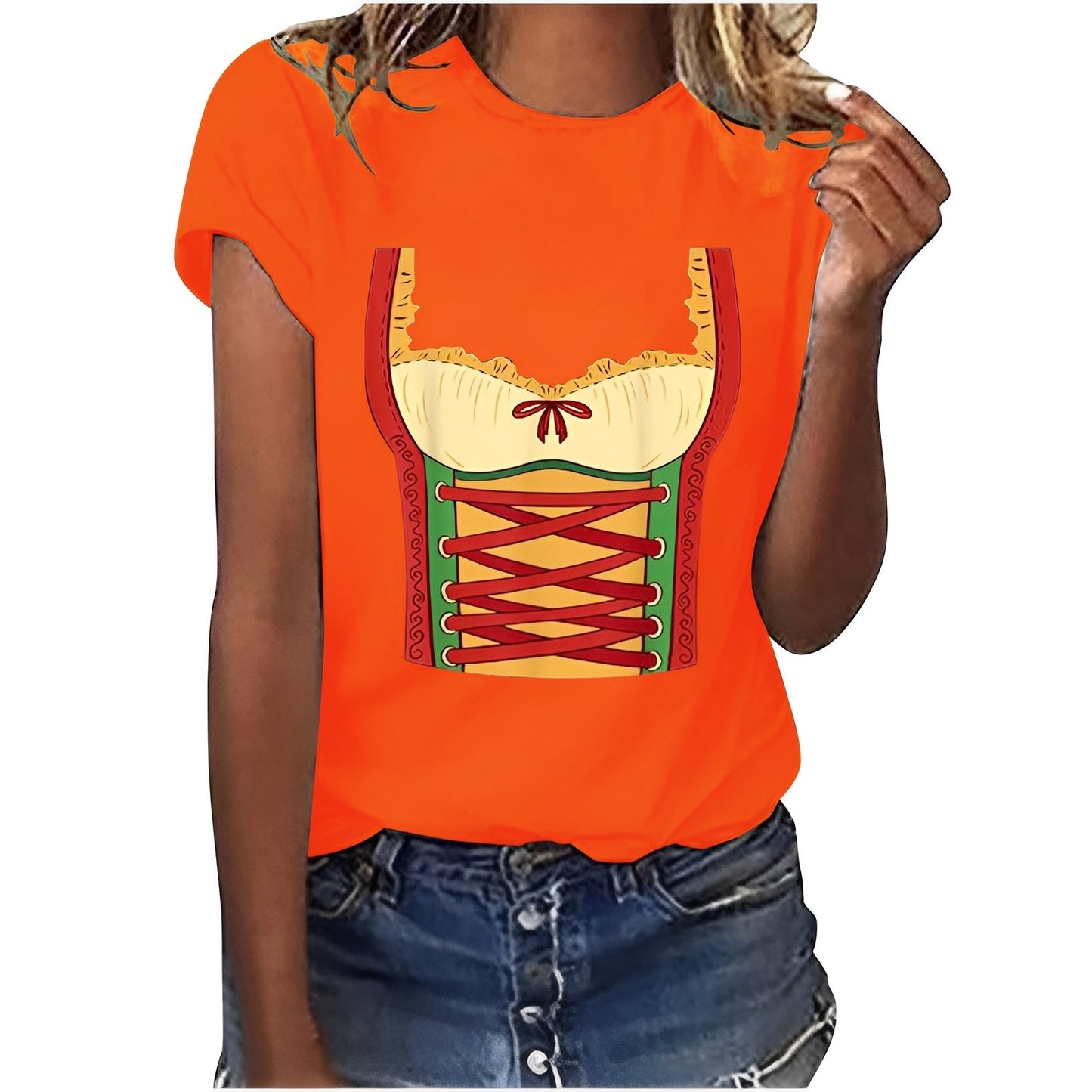 Hazel - Lockeres Oktoberfest-Shirt mit Druck für Damen
