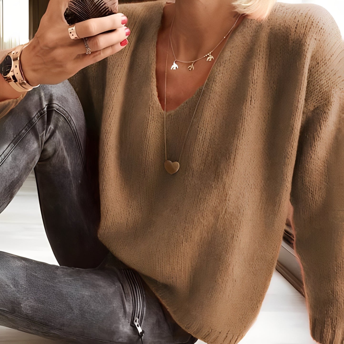 Dorris - Bequemer, schlichter Pullover mit langen Ärmeln für Frauen